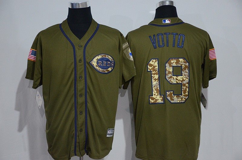 MLB Reds 19 Joey Yotto Green Salute to Service Men Jersey