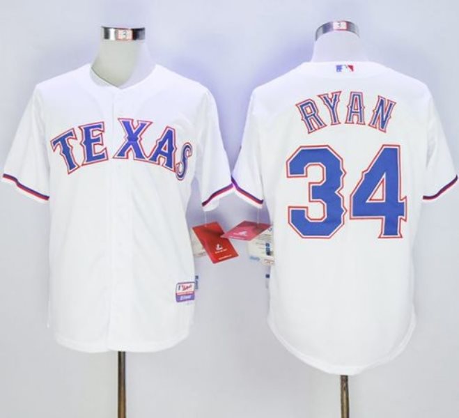 MLB Rangers 34 Nolan Ryan White Cool Base Men Jersey