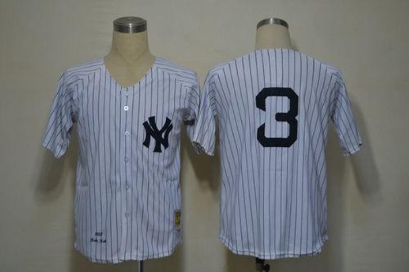 MLB Yankees 3 Babe Ruth White 1932 Mitchell and Ness Throwback Men Jersey