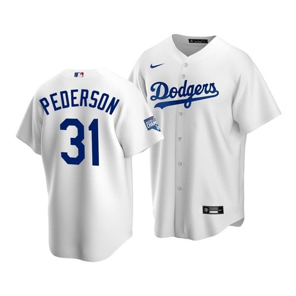 MLB Dodgers 31 Joc Pederson White 2020 World Series Champions Flexbase Men Jersey