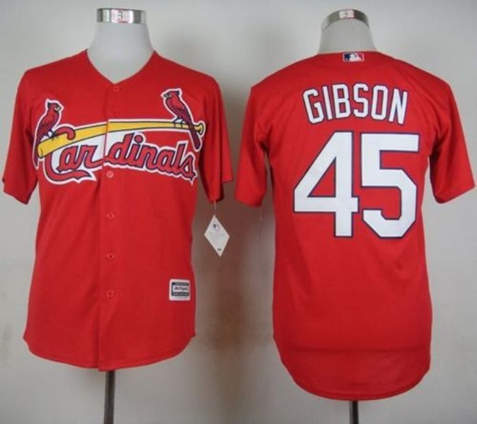 MLB Cardinals 45 Bob Gibson Red Cool Base Men Jersey