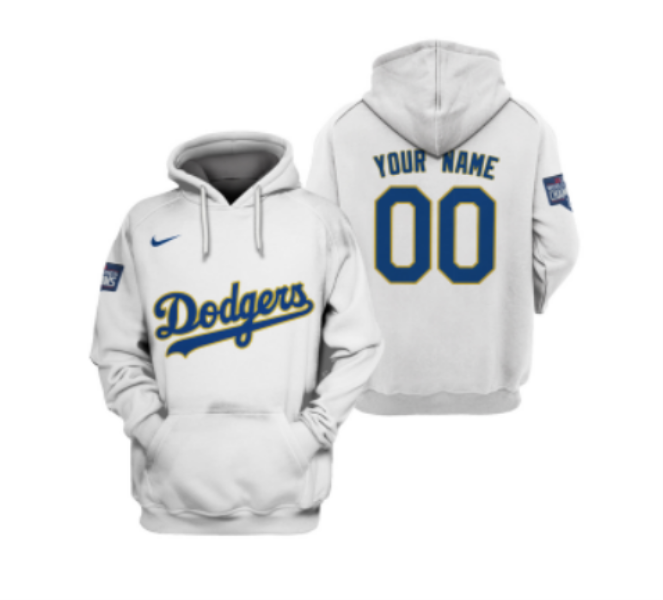 MLB Dodgers White Gold Customized 2021 Stitched New Hoodie