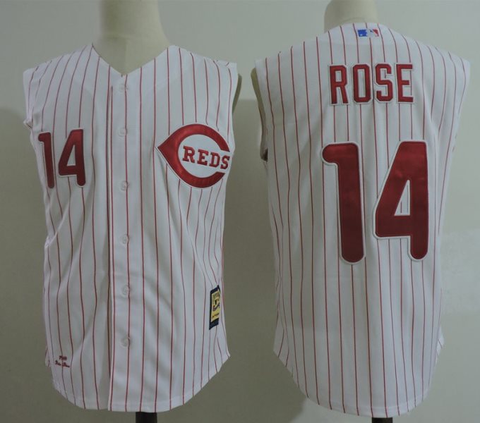 MLB Reds 14 Pete Rose White Cooperstown Collection Men Jersey