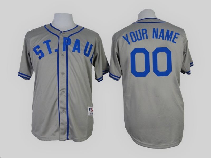 MLB Twins Gray 1948 St. P Throwback Customized Men Jersey