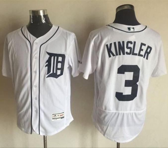MLB Tigers 3 Ian Kinsler White Flexbase Men Jersey