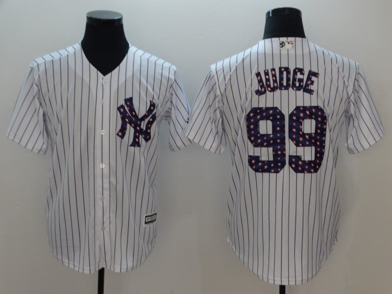 MLB Yankees 99 Aaron Judge White 2018 Stars & Stripes Cool Base Men Jersey