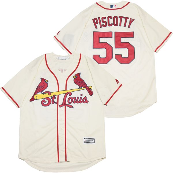 MLB Cardinals 55 Stephen Piscotty Cream Cool Base Men Jersey