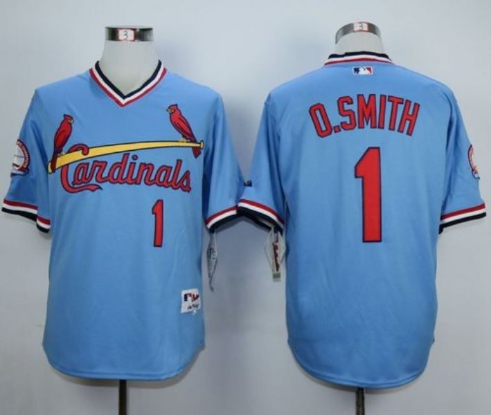 MLB Cardinals 1 Ozzie Smith Blue 1982 Turn Back The Clock Men Jersey