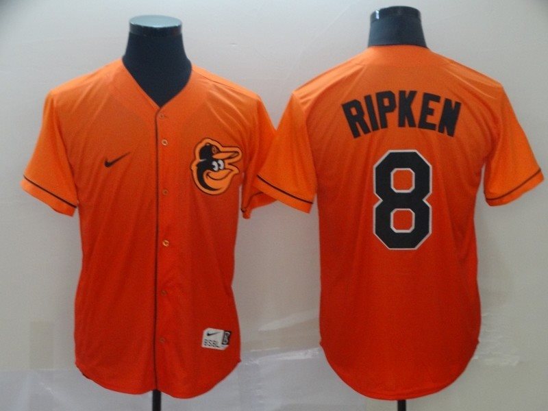 MLB Orioles 8 Cal Ripken Jr Orange Drift Fashion Men Jersey