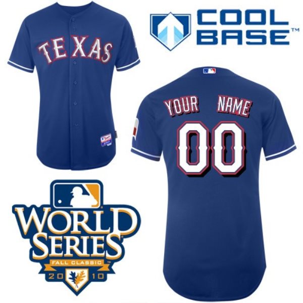 MLB Rangers Blue Cool Base 2010 World Series Customized Men Jersey