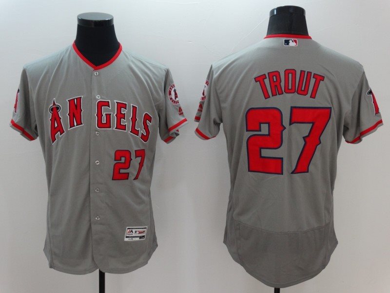 MLB Angels 27 Mike Trout Grey Flexbase Men Jersey