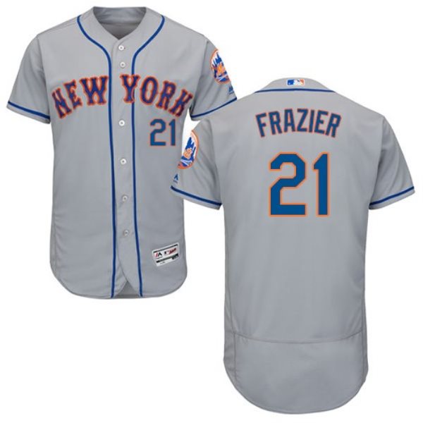 MLB Mets 21 Todd Frazier Flex Base Grey Men Jersey