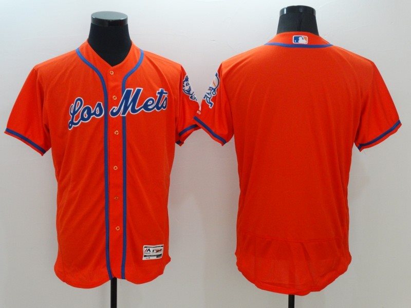 MLB Los Mets Blank Orange Flexbase Men Jersey