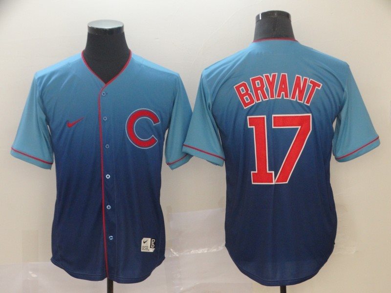 MLB Cubs 17 Kris Bryant Blue Drift Fashion Men Jersey