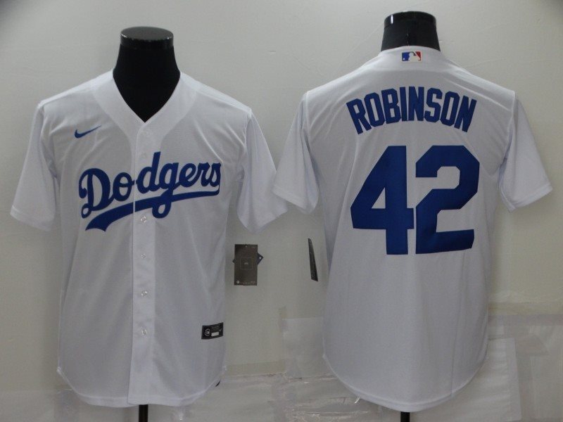 MLB Dodgers 42 Jackie Robinson White Nike Cool Base Men Jersey
