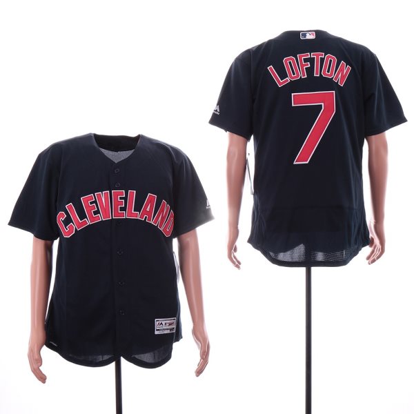 MLB Indians 7 Kenny Lofton Navy Alternate Flexbase Men Jersey