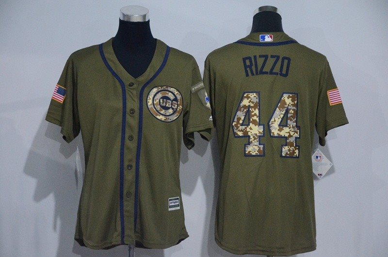 MLB Cubs 44 Anthony Rizzo Green Salute to Service Women Jersey