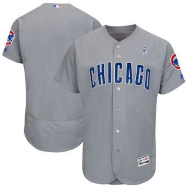 MLB Cubs Blank Gray 2018 Father's Day FlexBase Men Jersey