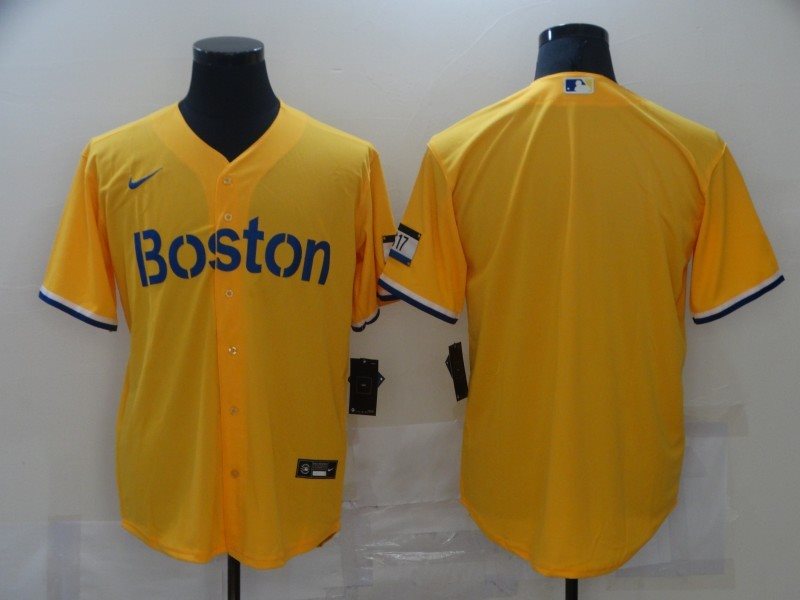 MLB Red Sox Blank Yellow 2021 New Cool Base Men Jersey