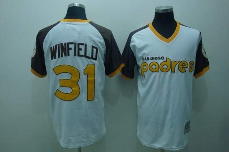MLB Padres 31 Dave Winfield White Mitchell and Ness Throwback Men Jersey