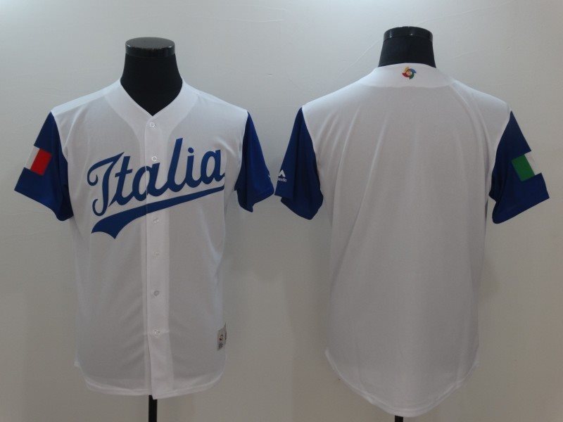 Men Italy Baseball Majestic White 2017 World Baseball Classic Authentic Team Jersey