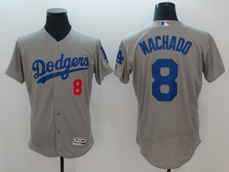 MLB Dodgers 8 Manny Machado Gray Flexbase Men Jersey