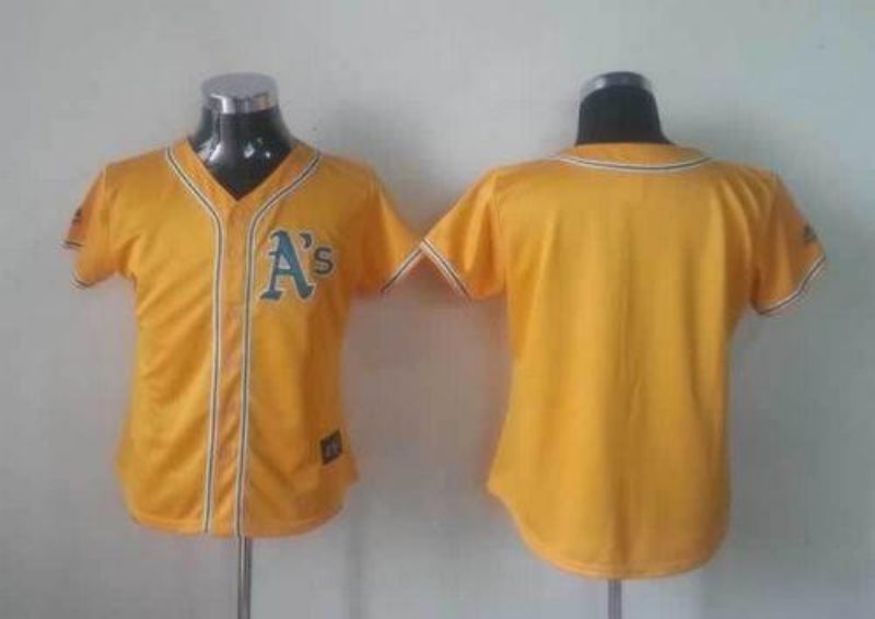 MLB Athletics Blank Yellow Alternate Cool Base Women Jersey