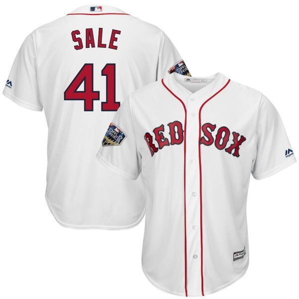 MLB Red Sox 41 Chris Sale White 2018 World Series Cool Base Men Jersey