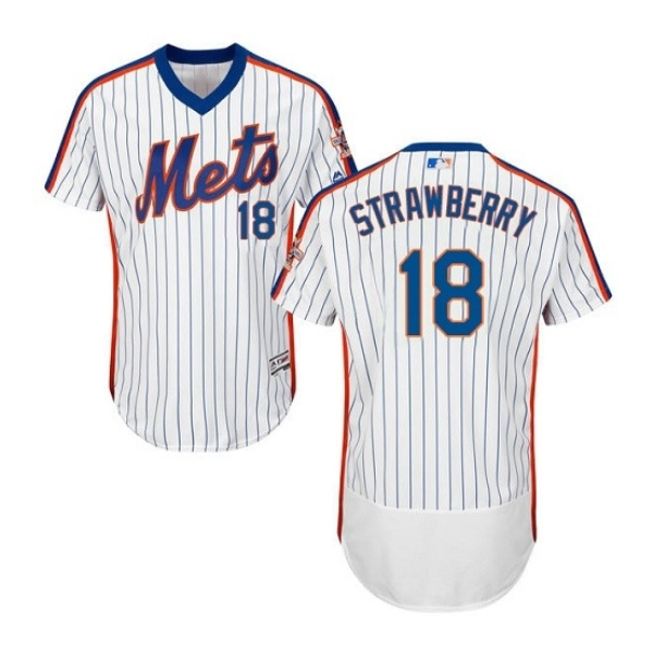 MLB Mets 18 Darryl Strawberry White Flexbase Men Jersey