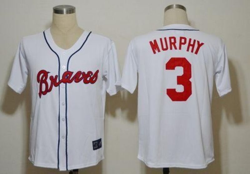 MLB Braves 3 Dale Murphy White Mitchell and Ness Throwback Men Jersey