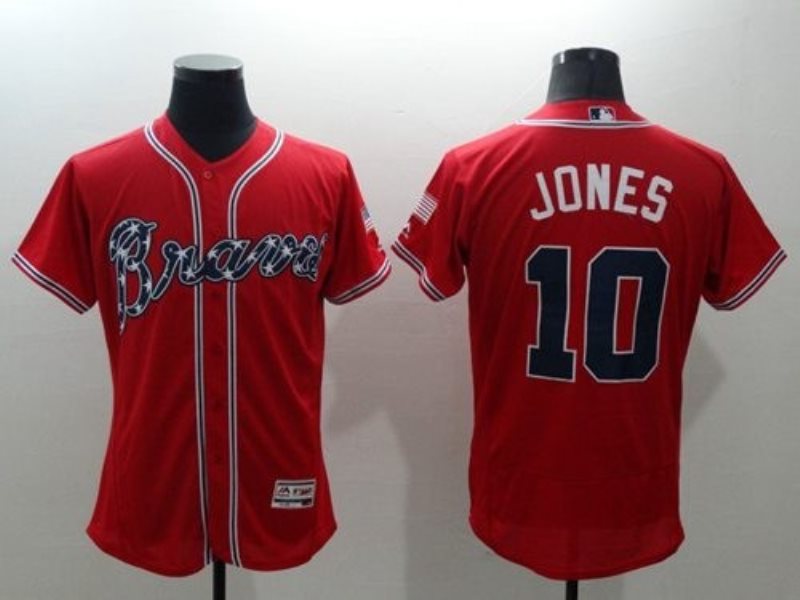 MLB Braves 10 Chipper Jones Red Flexbase Men Jersey