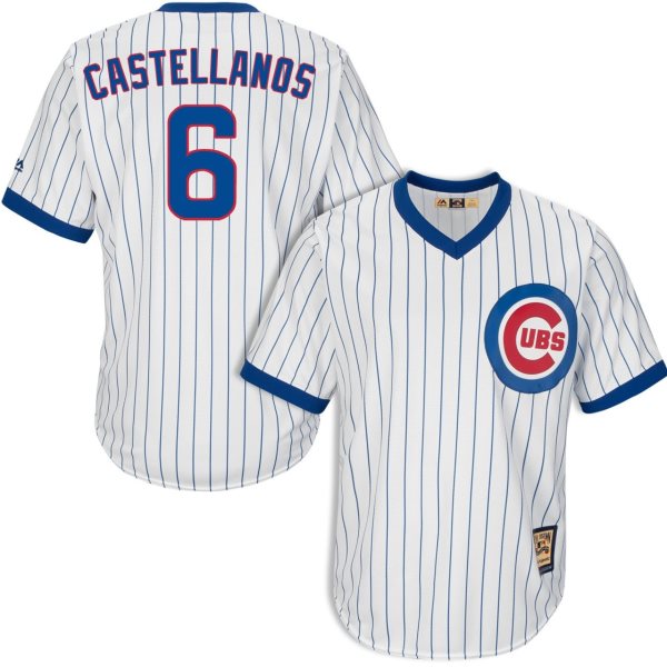 MLB Chicago Cubs 6 Nick Castellanos 1968-69 Cooperstown Coolbase White Men Jersey