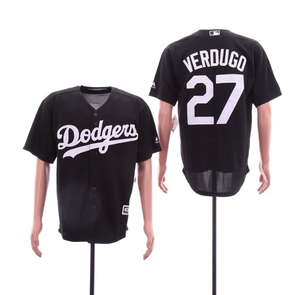 MLB Dodgers 27 Alex Verdugo Black Cool Base Men Jersey