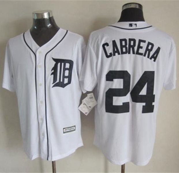 MLB Tigers 24 Miguel Cabrera New White Cool Base Men Jersey