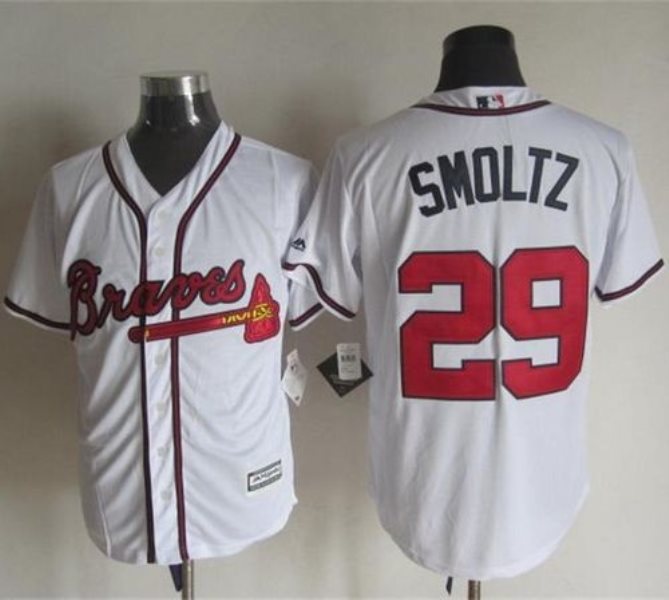 MLB Braves 29 John Smoltz White New Cool Base Men Jersey