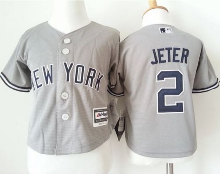 MLB Yankees 2 Derek Jeter Grey Cool Base Toddler Jersey
