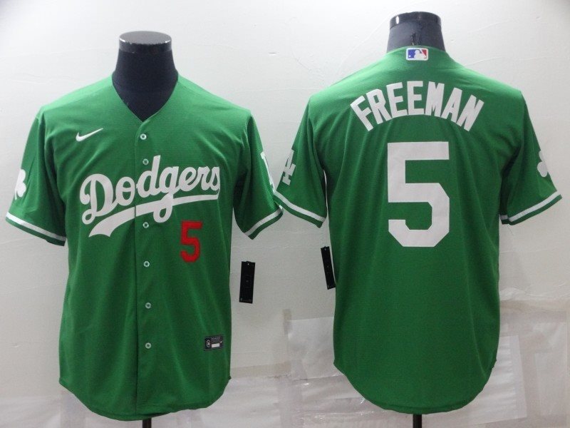 MLB Dodgers 5 Freddie Freeman Green Nike Cool Base Men Jersey