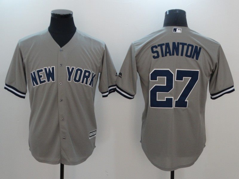 MLB Yankees 27 Giancarlo Stanton Gray Cool Base Men Jersey