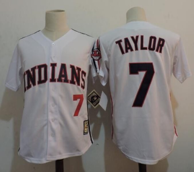 MLB Indians 7 Jake Taylor Throwback White Men Jersey