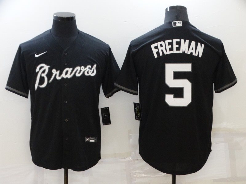 MLB Braves 5 Freddie Freeman Black Nike Cool Base Men Jersey
