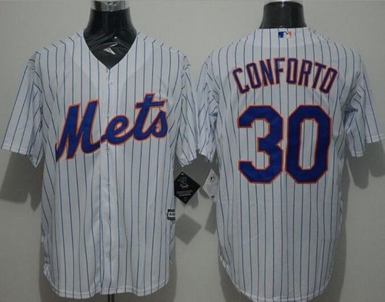 MLB Mets 30 Michael Conforto White(Blue Strip) New Cool Base Men Jersey