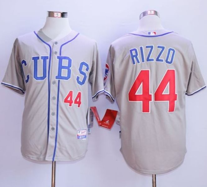 MLB Cubs 44 Anthony Rizzo Grey Alternate Road Cool Base Men Jersey