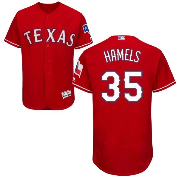 MLB Rangers 35 Cole Hamels Red Flexbase Men Jersey