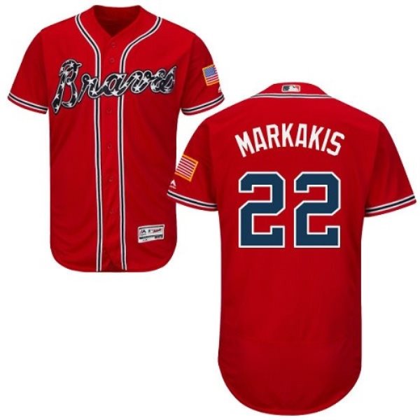 MLB Braves 22 Nick Markakis Red Flexbase Men Jersey