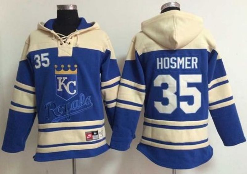 MLB Royals 35 Eric Hosmer Light Blue Men Sweatshirt Hoodie