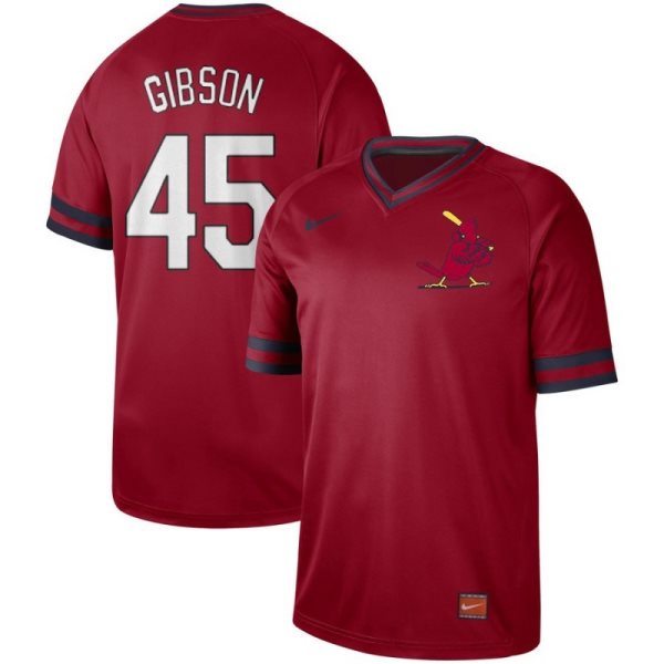 MLB Cardinals 45 Bob Gibson Red Nike Cooperstown Collection Legend V-Neck Men Jersey