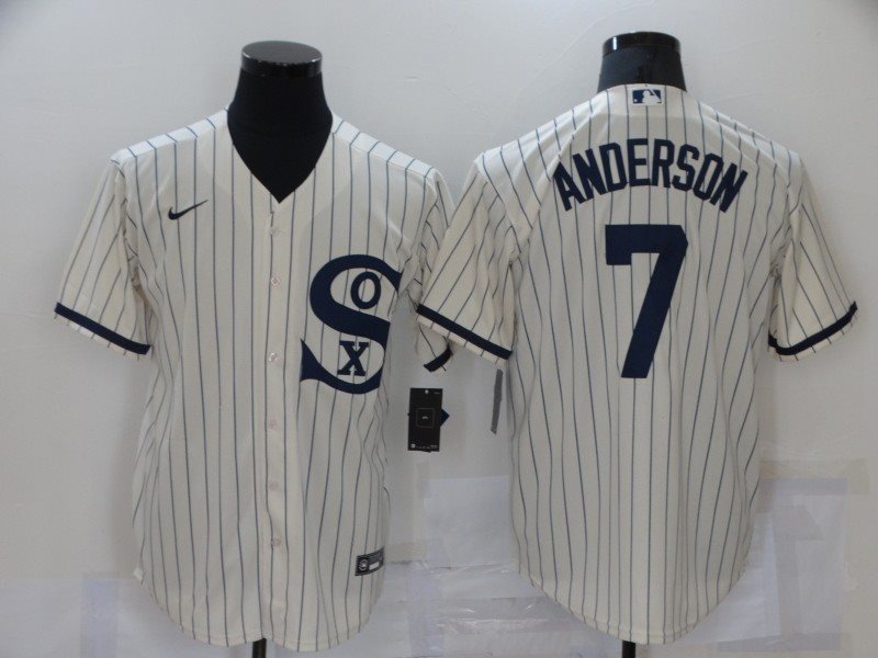 MLB White Sox 7 Tim Anderson 2021 Cream Field Of Dreams Cool Base Men Jersey