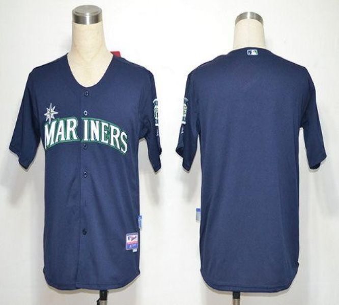 MLB Mariners Blank Navy blue Cool Base Men Jersey