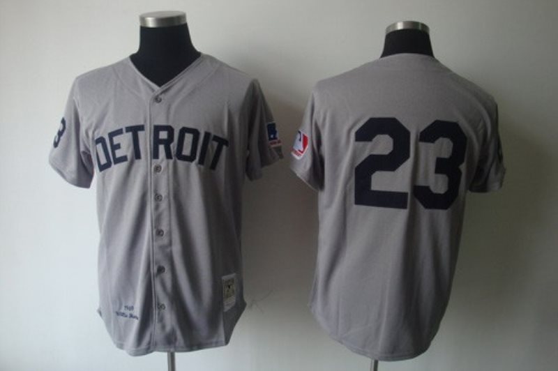 MLB Tigers 23 Willie Horton Grey 1969 Mitchell and Ness Men Jersey