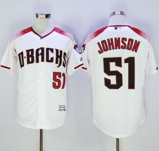 MLB Diamondbacks 51 Randy Johnson White Brick New Cool Base Men Jersey